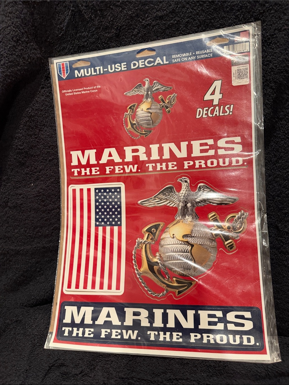 Official Marines Multi-Use Red Wall Decal Set - Patriotic Emblem